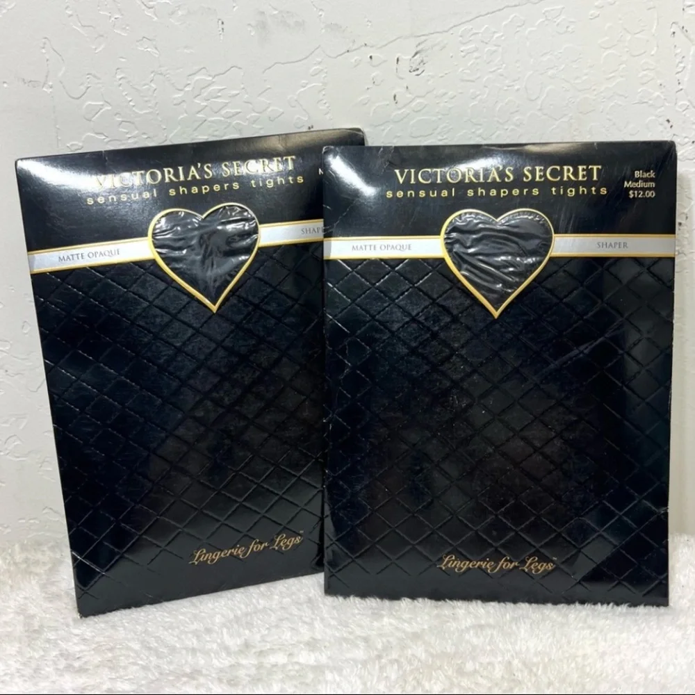 Vintage Victoria’s Secret Dead Stock Black Opaque Tights Size M Lot of 2